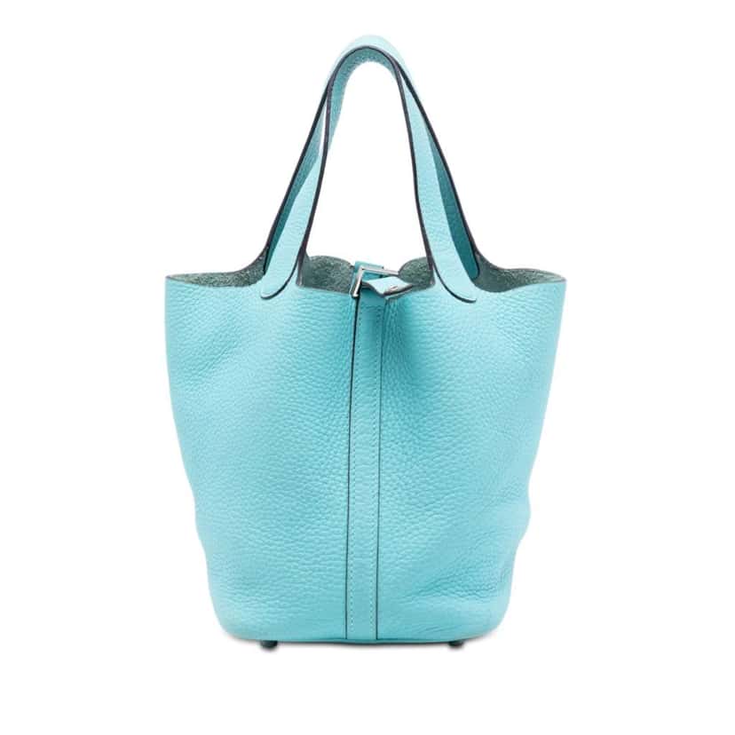 Hermès Clemence Picotin Lock 18 Blue Leather Very good condition - Front View