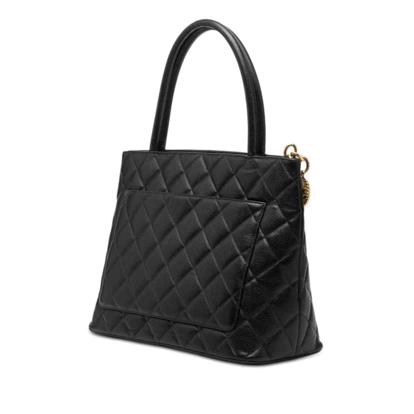 Chanel Caviar Medallion Tote Black Leather Good condition - Back View