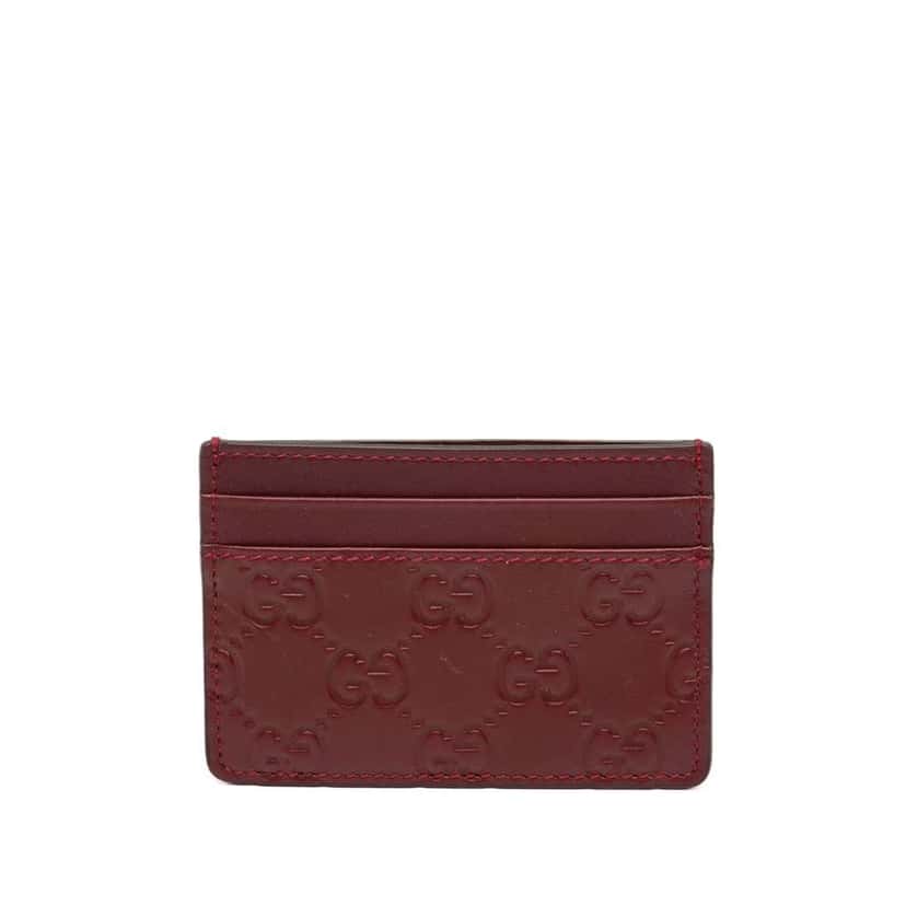 Gucci Guccissima Card Holder Red Leather Good condition - Front View