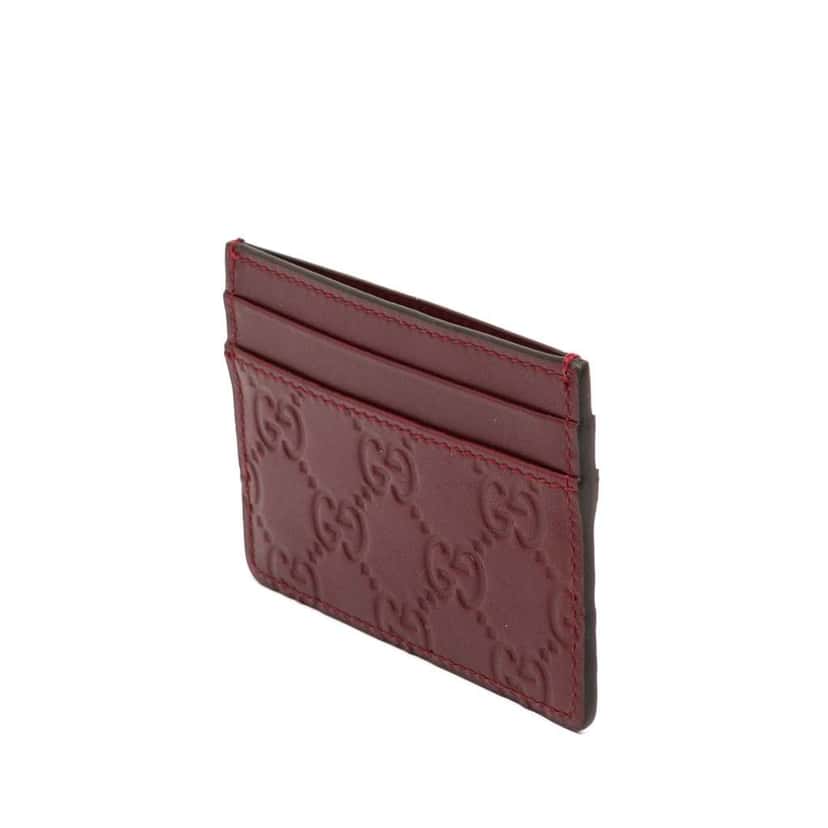 Gucci Guccissima Card Holder Red Leather Good condition - Back View