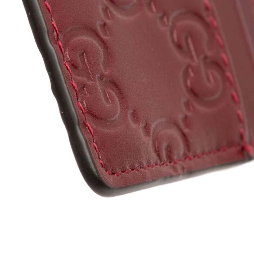 Gucci Guccissima Card Holder Red Leather Good condition - Model View