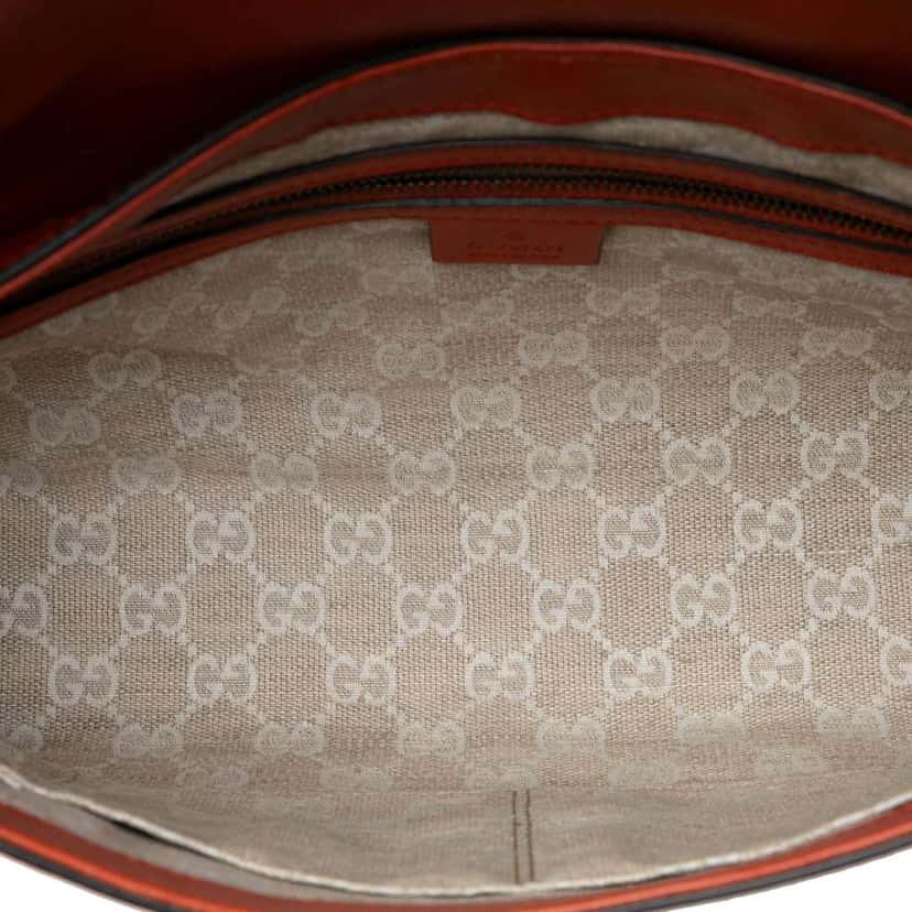 Gucci Leather Harness Shoulder Bag Orange Leather Good condition - Model View