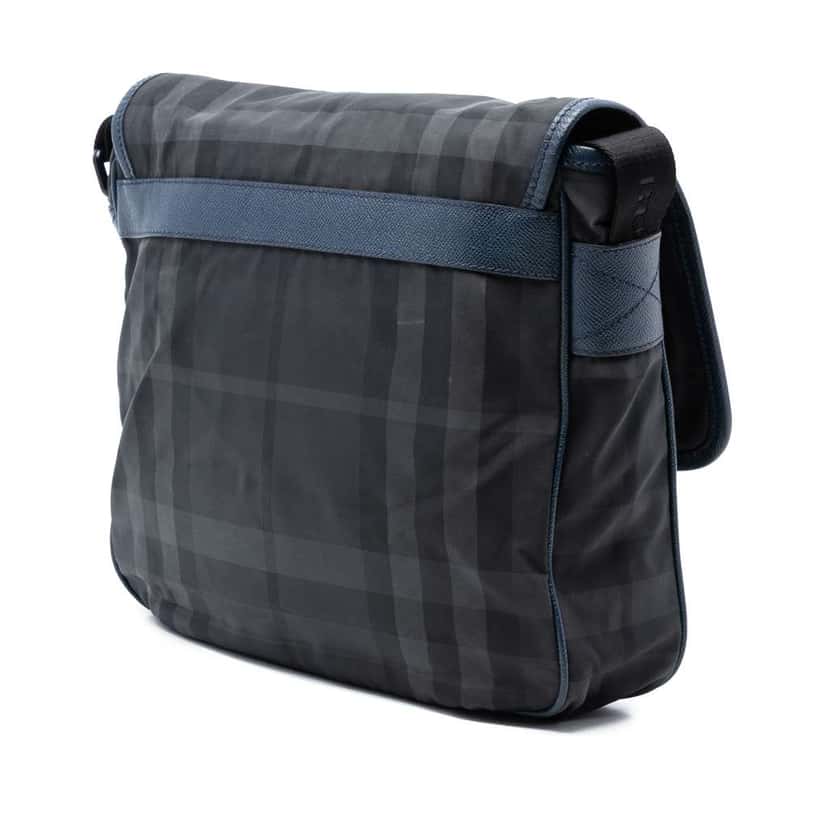 Burberry Smoke Check Nylon Messenger Bag Grey Good condition - Back View