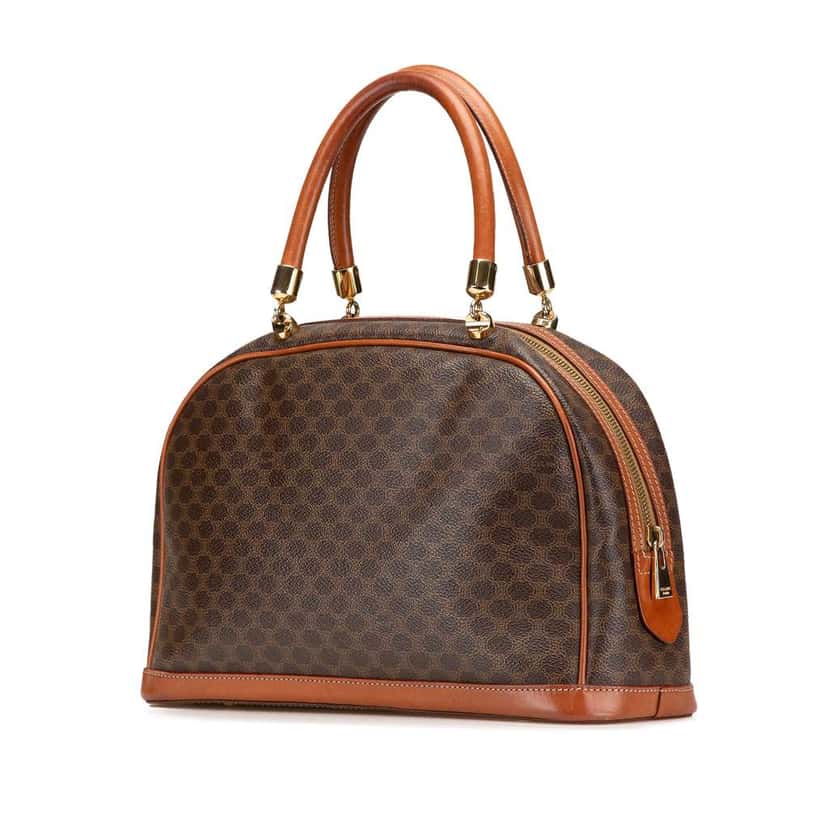 Celine Macadam Coated Canvas Handbag Brown Canvas Good condition - Back View