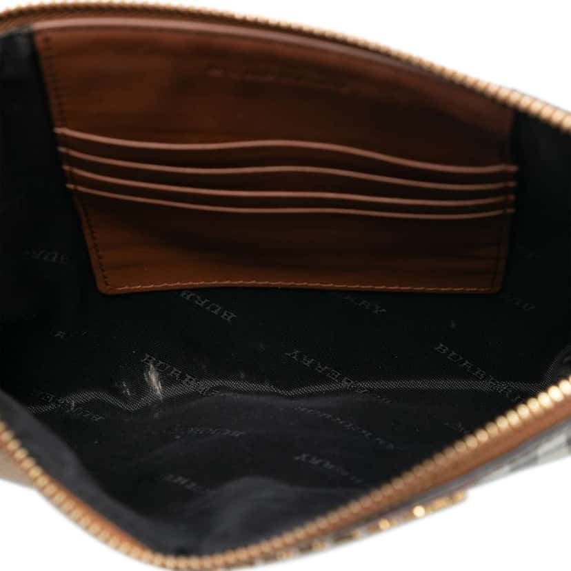 Burberry Haymarket Check Coated Canvas Peyton Crossbody Beige Good condition - Model View