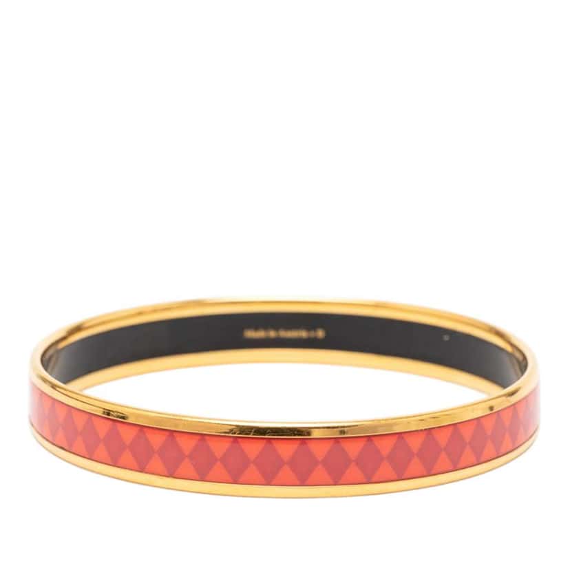 Hermès Narrow Diamond Motif Enamel Bangle 62 Orange Good condition - Inside View