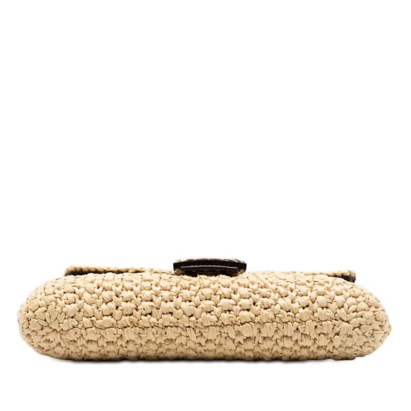 Fendi Crochet Raffia Baguette Satchel Beige Good condition - Inside View