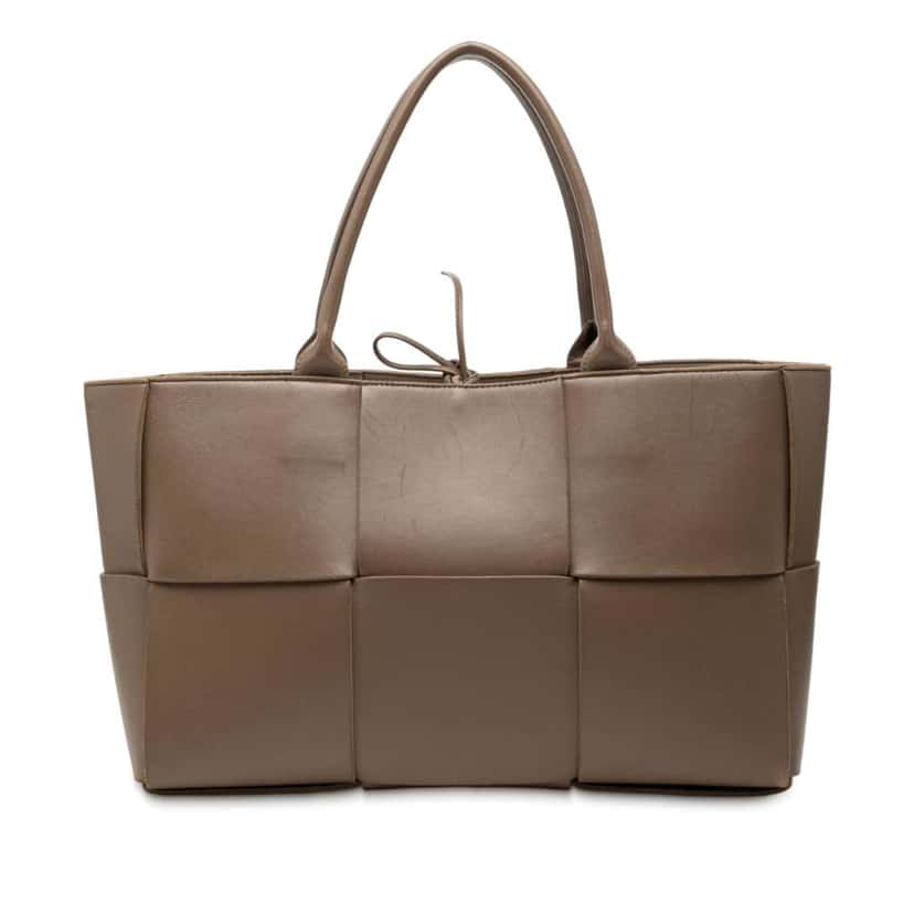 Bottega Veneta Medium Nappa Maxi Intrecciato Arco Tote Brown Leather Good condition - Front View