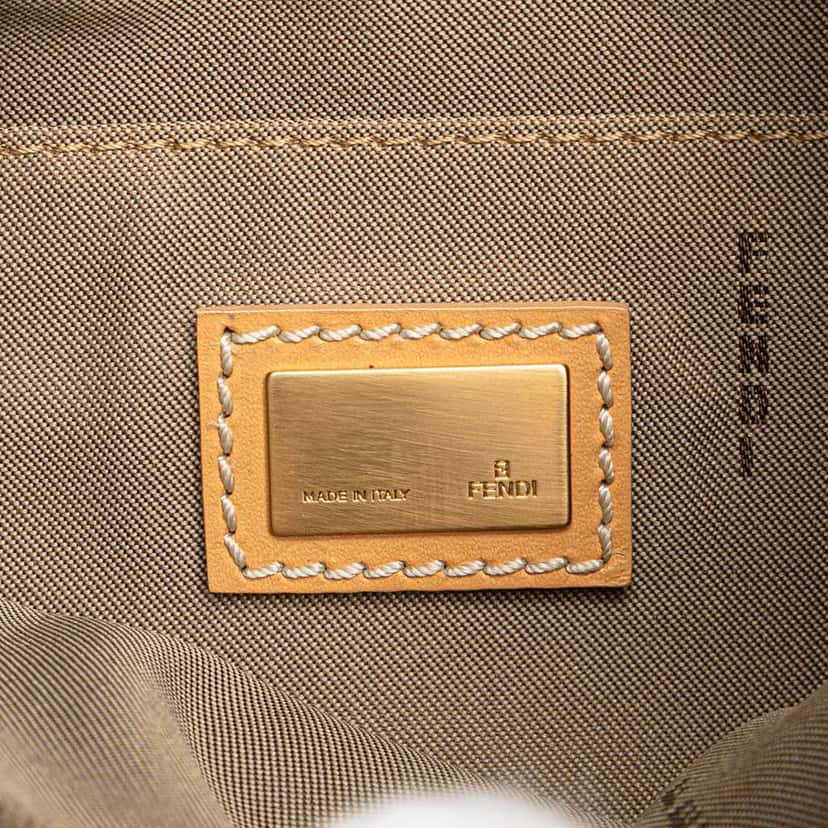 Fendi Zucchino Canvas Oyster Shoulder Bag Beige Good condition - Box View
