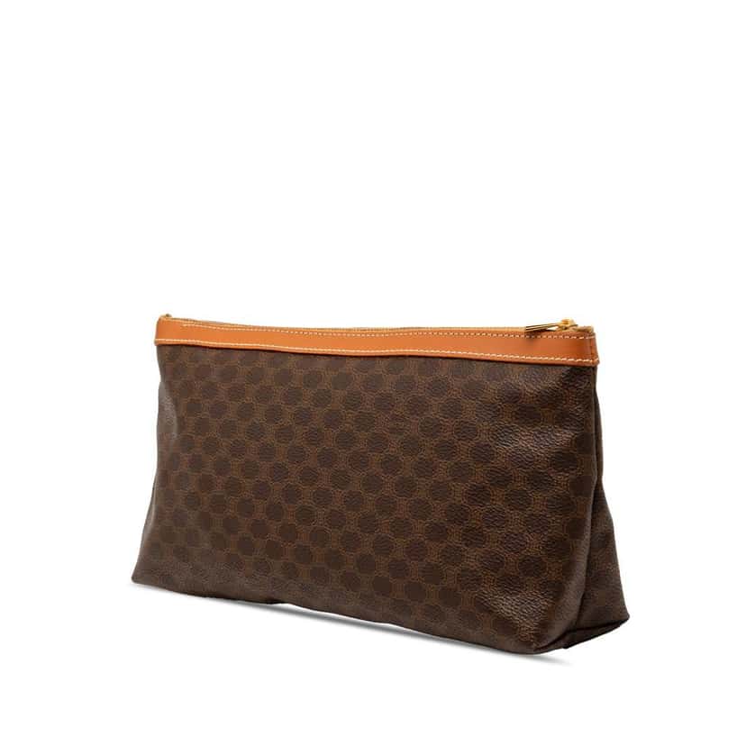 Celine Macadam Coated Canvas Clutch Brown Canvas Good condition - Back View
