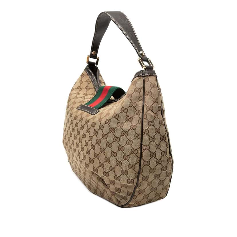 Gucci Large GG Canvas Web New Ladies Hobo Beige Canvas Good condition - Back View