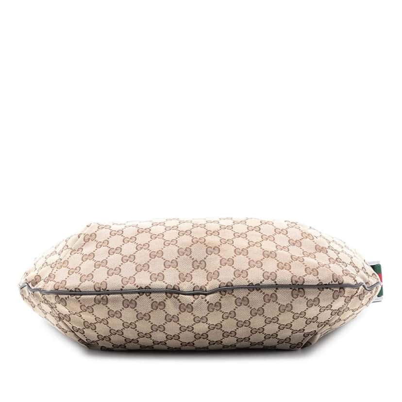 Gucci GG Canvas Web Half Moon Crossbody Beige Good condition - Inside View