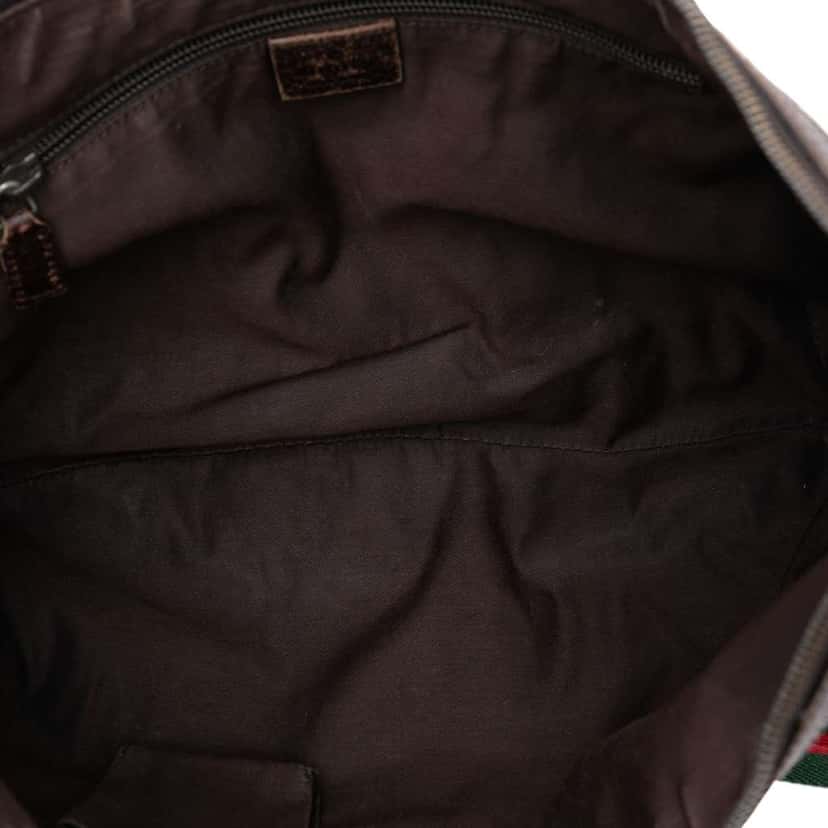 Gucci GG Canvas Web Half Moon Crossbody Beige Good condition - Model View