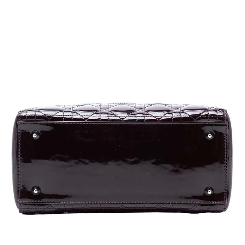 Dior Medium Patent Cannage Lady Dior Purple Leather Good condition - Inside View