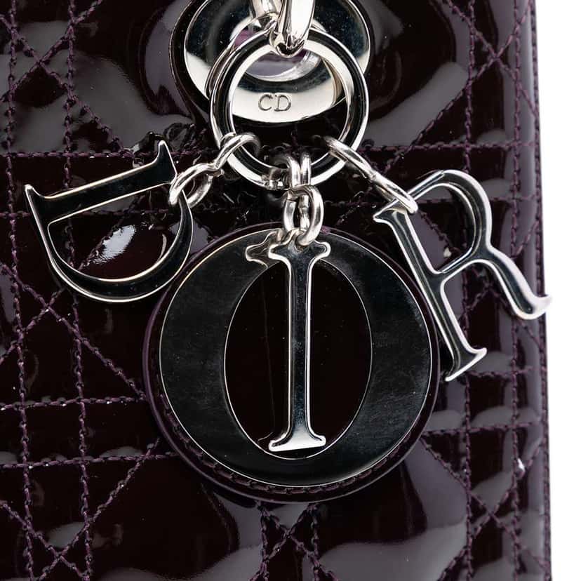 Dior Medium Patent Cannage Lady Dior Purple Leather Good condition - Box View