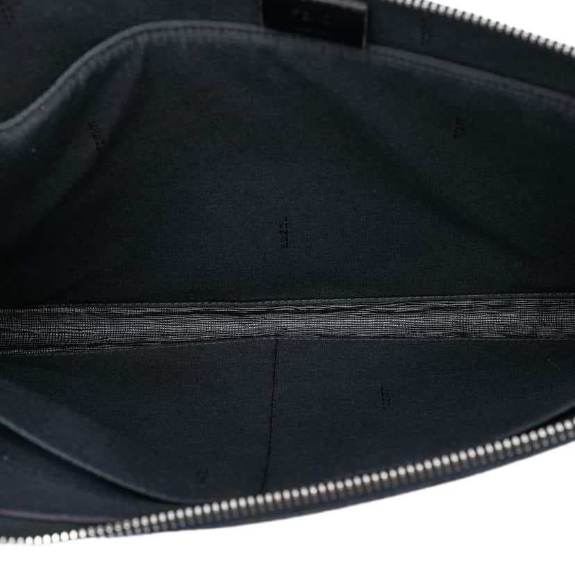 Fendi Leather Trimmed Zucca Coated Canvas Clutch Black Canvas Good condition - Model View