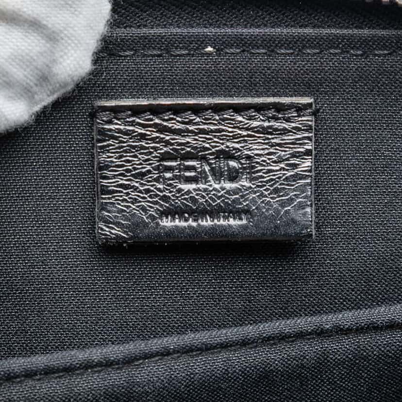 Fendi Leather Trimmed Zucca Coated Canvas Clutch Black Canvas Good condition - Box View