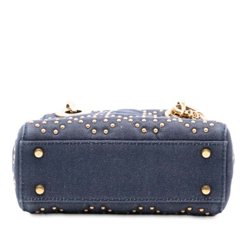 Dior Mini Denim Cannage Studded Supple Lady Dior Blue Denim Good condition - Inside View