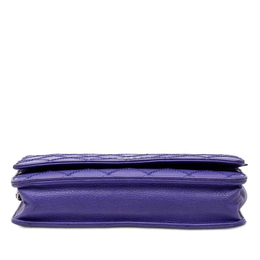 Chanel CC Quilted Calfskin Fancy Wallet On Chain Blue Leather Very good condition - Inside View