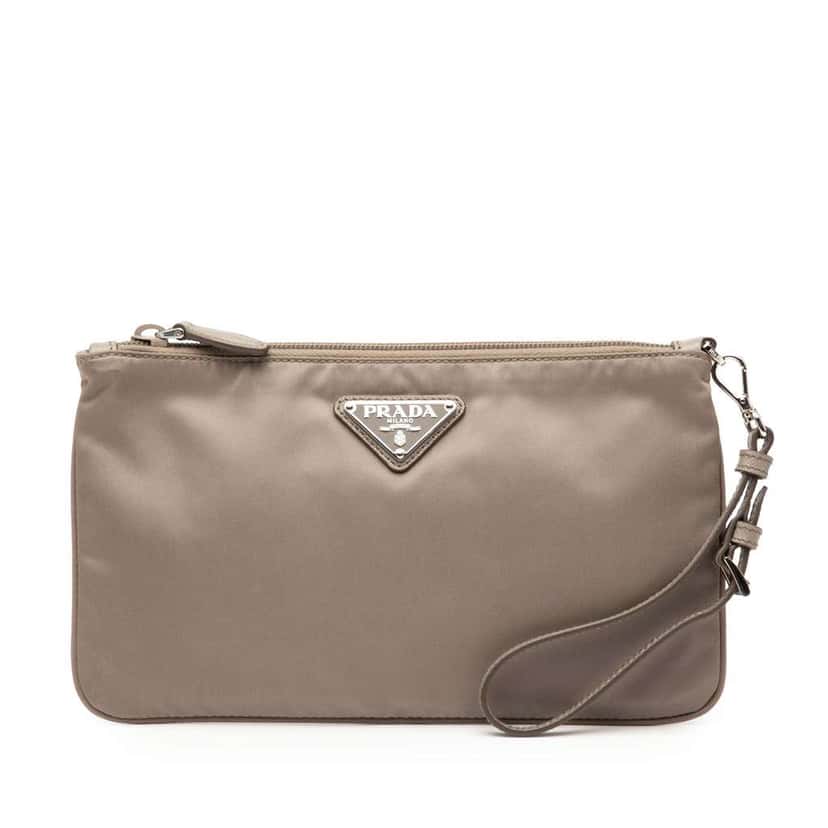 Prada Tessuto Clutch Brown Very good condition - Front View