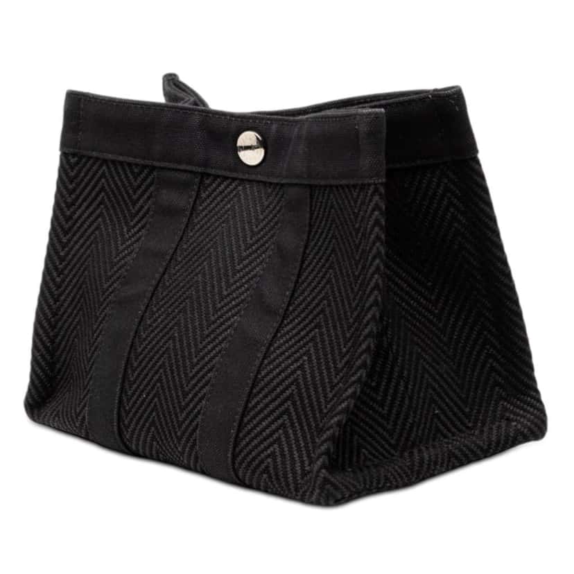 Hermès Chevron Canvas Fourre Tout Pouch Black Canvas Good condition - Back View
