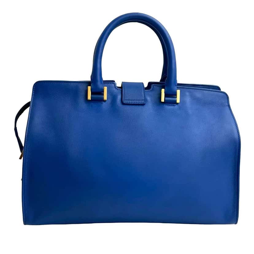 Saint Laurent Small Leather Monogram Downtown Cabas Satchel Blue Leather Very good condition - Back View