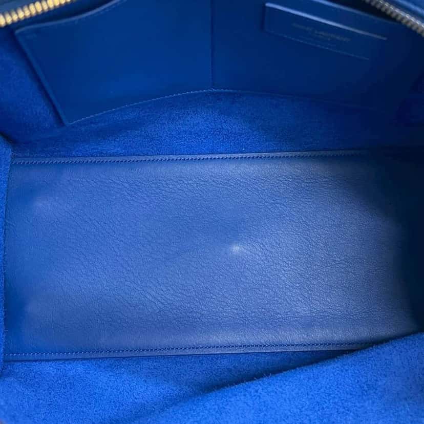 Saint Laurent Small Leather Monogram Downtown Cabas Satchel Blue Leather Very good condition - Inside View