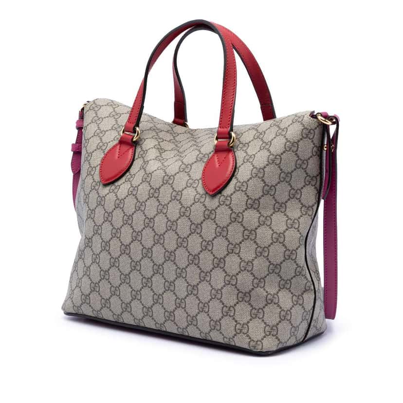 Gucci GG Supreme Linea A Foldover Tote Beige Very good condition - Back View