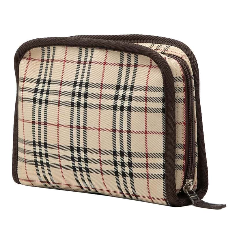 Burberry House Check Canvas Cosmetic Pouch Beige Good condition - Back View