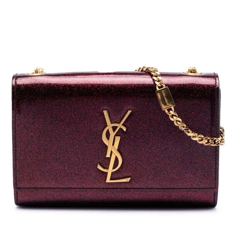 Saint Laurent Small Glitter Patent Monogram Kate Crossbody Red Leather Good condition - Front View