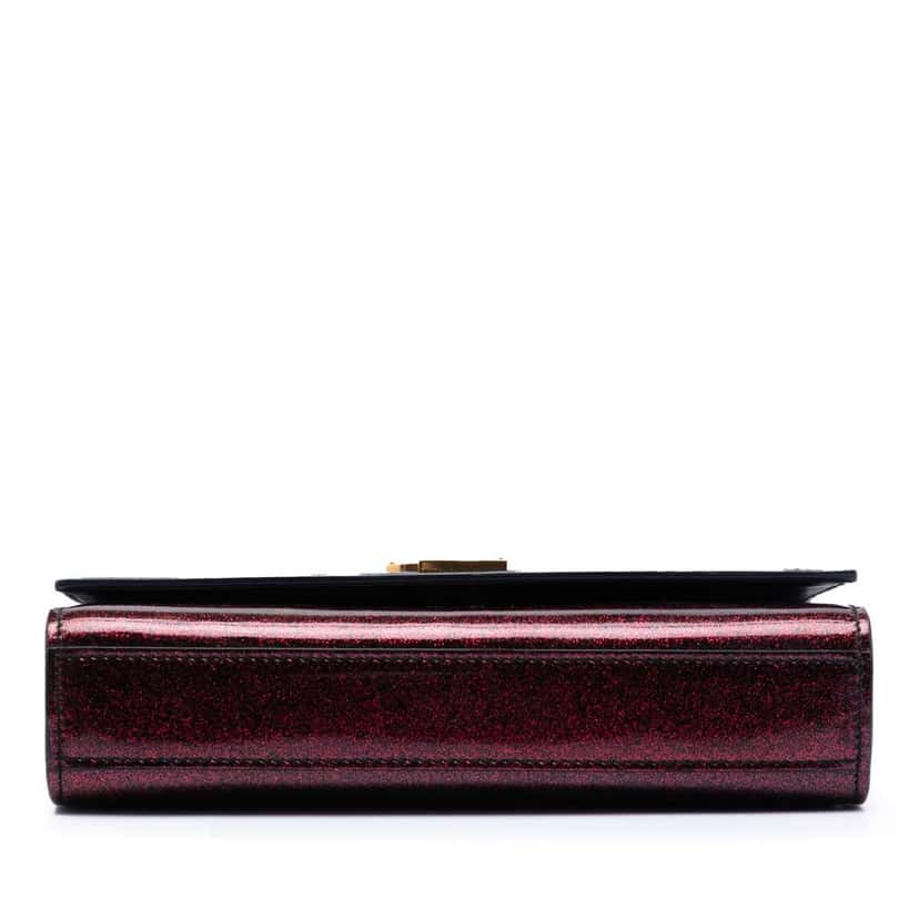 Saint Laurent Small Glitter Patent Monogram Kate Crossbody Red Leather Good condition - Inside View