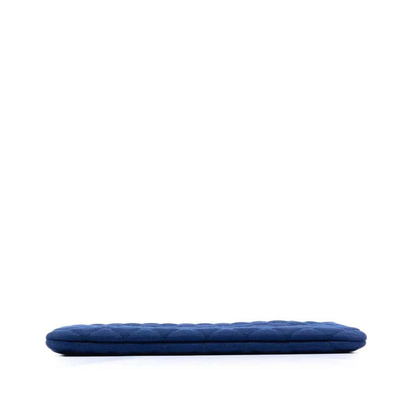 Chanel Medium Quilted Jersey O Case Clutch Blue Cotton Good condition - Inside View