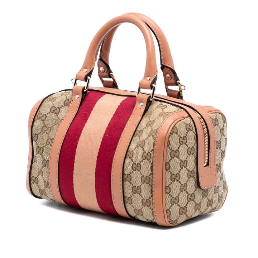 Gucci Small GG Canvas Web Joy Boston Bag Beige Good condition - Back View