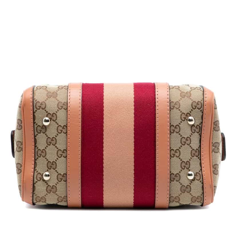 Gucci Small GG Canvas Web Joy Boston Bag Beige Good condition - Inside View