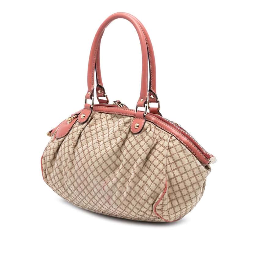 Gucci Diamante Canvas Sukey Satchel Beige Very good condition - Back View