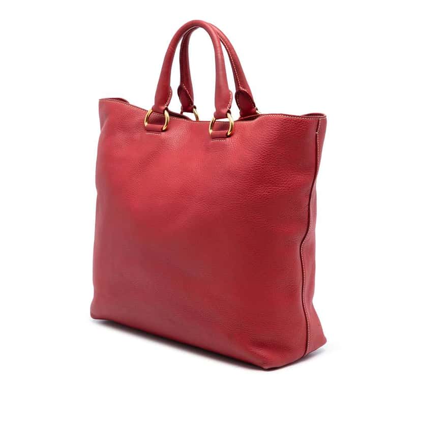 Prada Vitello Daino Open Convertible Tote Red Leather Good condition - Back View