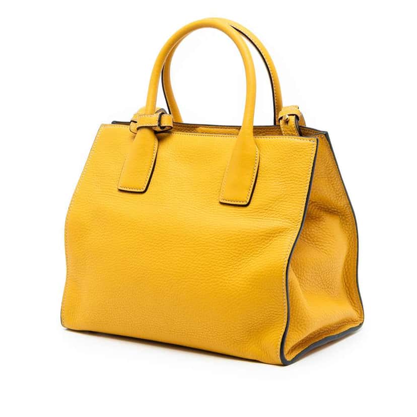 Prada Vitello Daino Open Convertible Tote Yellow Leather Very good condition - Back View