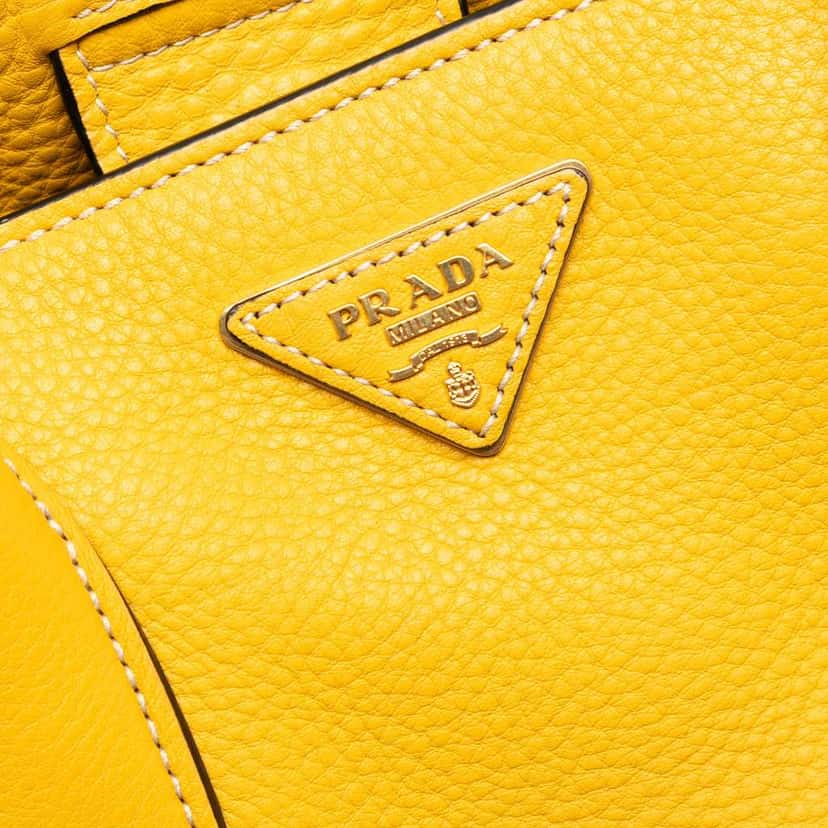 Prada Vitello Daino Open Convertible Tote Yellow Leather Very good condition - Box View