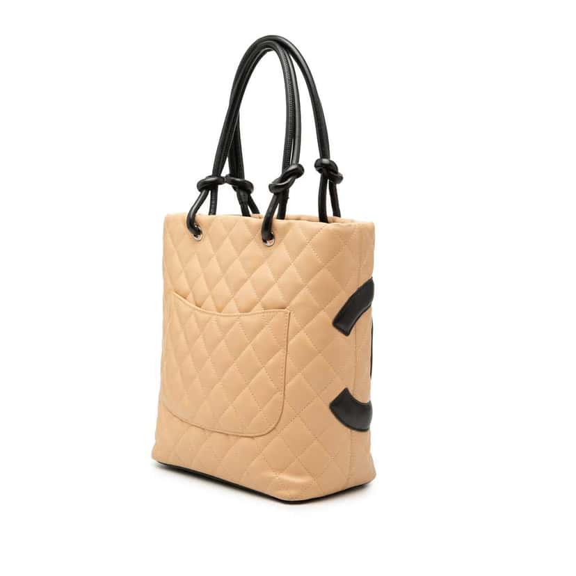 Chanel Medium Lambskin Cambon Ligne Tote Beige Leather Good condition - Back View