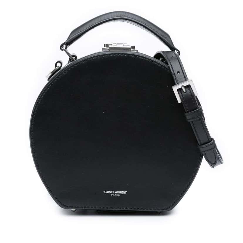 Saint Laurent Small Leather Mica Hatbox Satchel Black Leather Good condition - Front View
