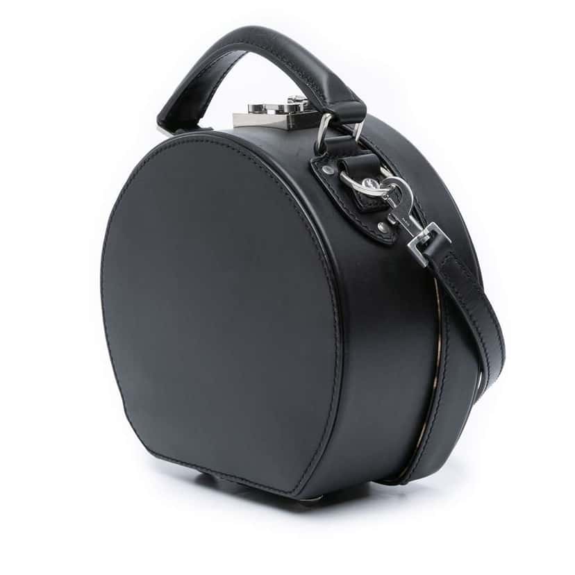 Saint Laurent Small Leather Mica Hatbox Satchel Black Leather Good condition - Back View