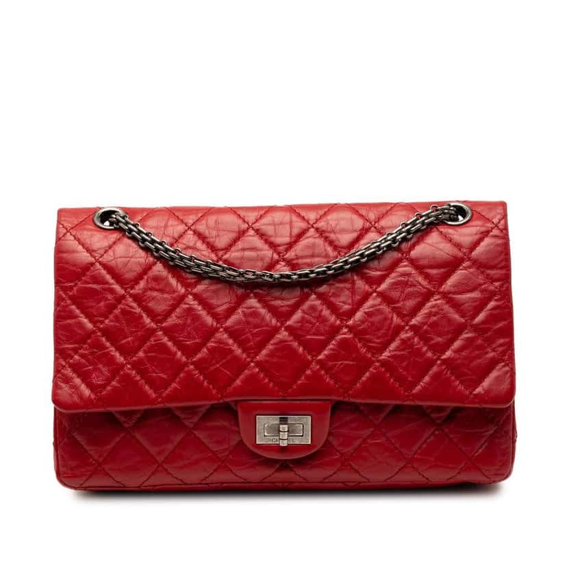 Chanel Quilted Aged Calfskin Reissue 2.55 Double Flap 226 Red Leather Good condition - Front View