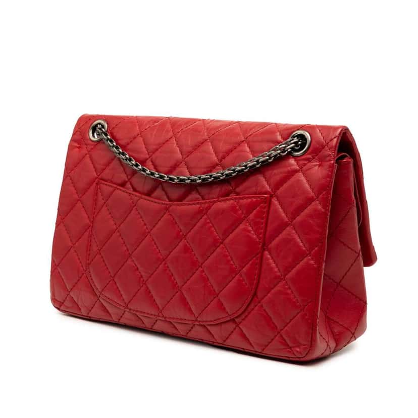 Chanel Quilted Aged Calfskin Reissue 2.55 Double Flap 226 Red Leather Good condition - Back View