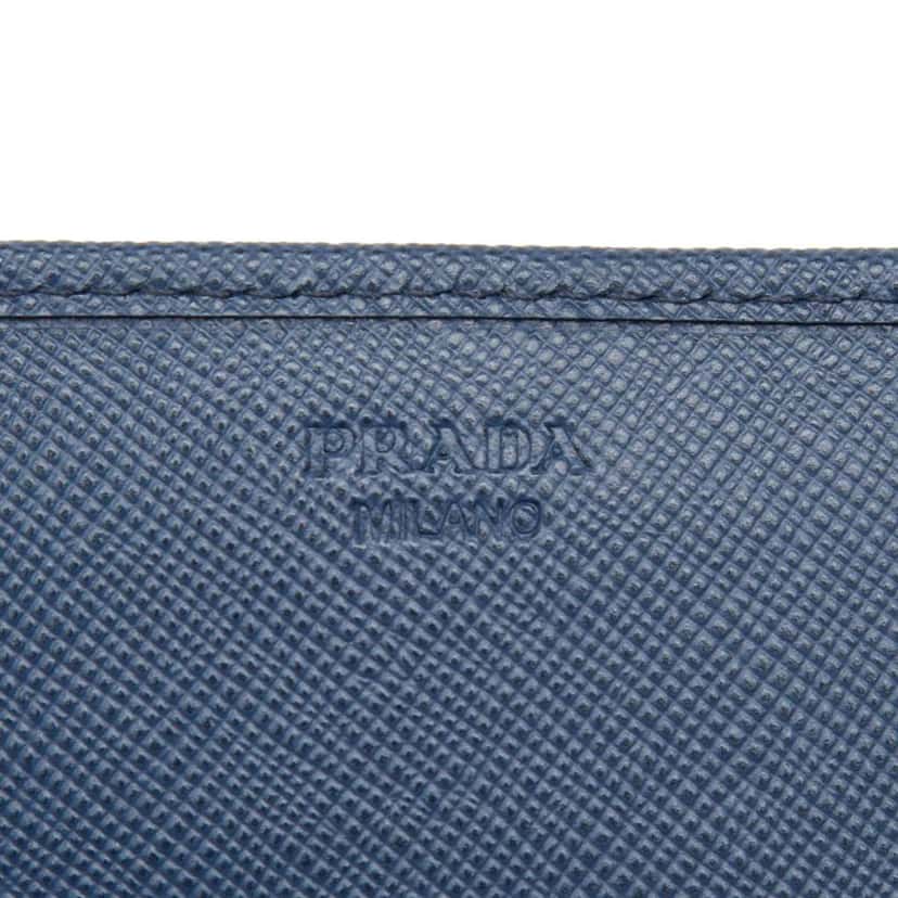 Prada Saffiano Lux Bow Wallet On Strap Blue Leather Very good condition - Box View