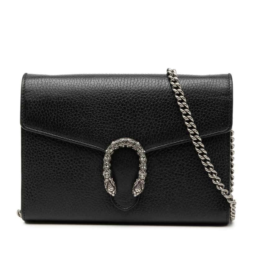 Gucci Leather Dionysus Wallet on Chain Black Leather Very good condition - Front View