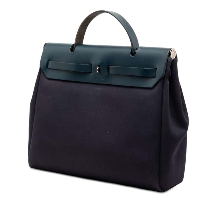 Hermès Toile Herbag PM Blue Canvas Very good condition - Back View