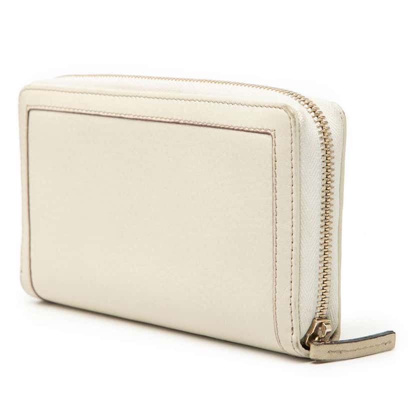 Gucci Leather Bamboo Tassel Continental Wallet White Leather Very good condition - Back View