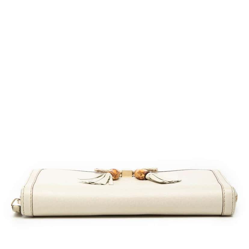 Gucci Leather Bamboo Tassel Continental Wallet White Leather Very good condition - Inside View