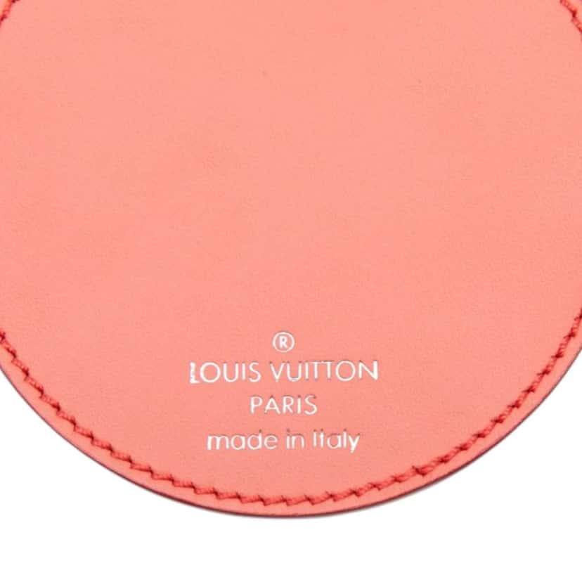 Louis Vuitton Rose Litchi Monogram Vernis Sweet Stripes Mirror Bag Charm and Key Holder Red Leather Very good condition - Inside View