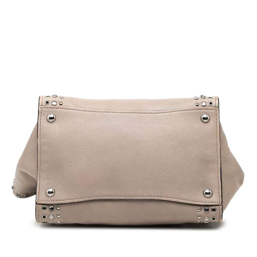 Prada Glace Calf Studded Twin Pocket Satchel Beige Leather Very good condition - Inside View